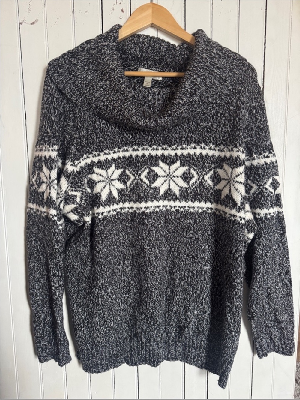 Dressbarn Cowl Neck Sweater Grey Black White Size 3X